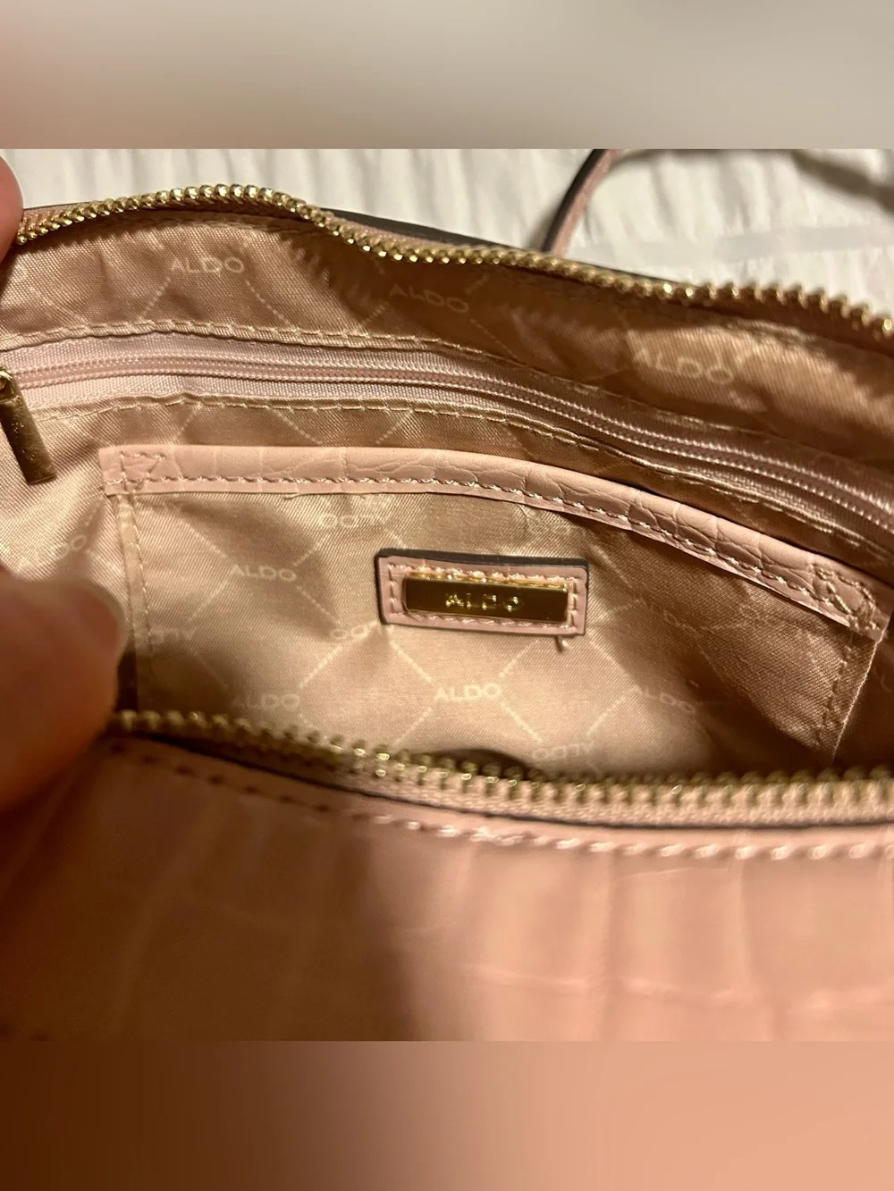 ALDO Rose Pink Croc-Embossed Crossbody with Tassel